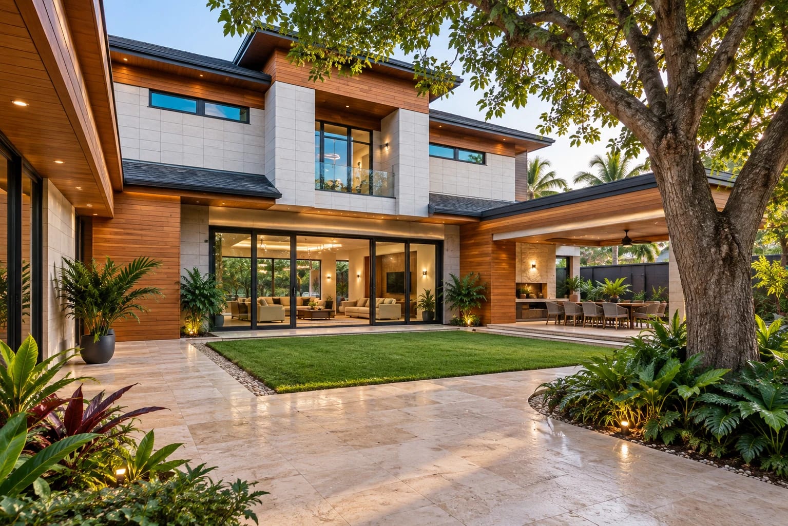 Climate-responsive residential courtyard designed for shade and cross-ventilation