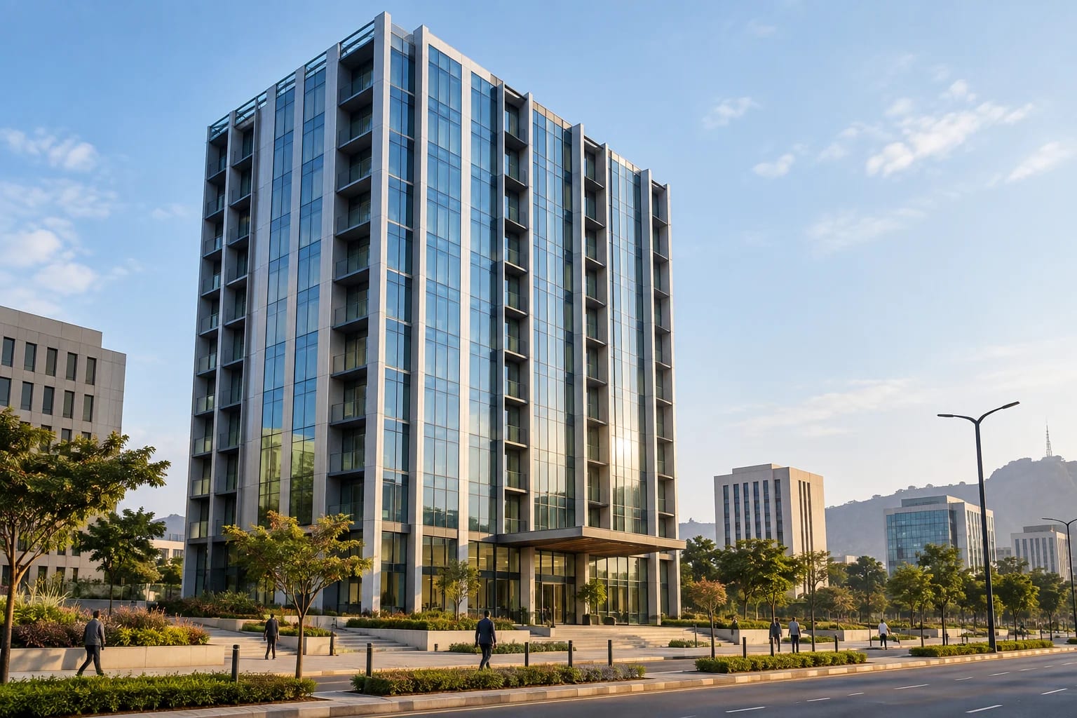 Completed commercial tower representing coordinated project delivery