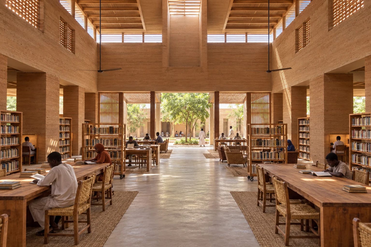 Naturally cooled reading room inside Nassarawa Civic Library